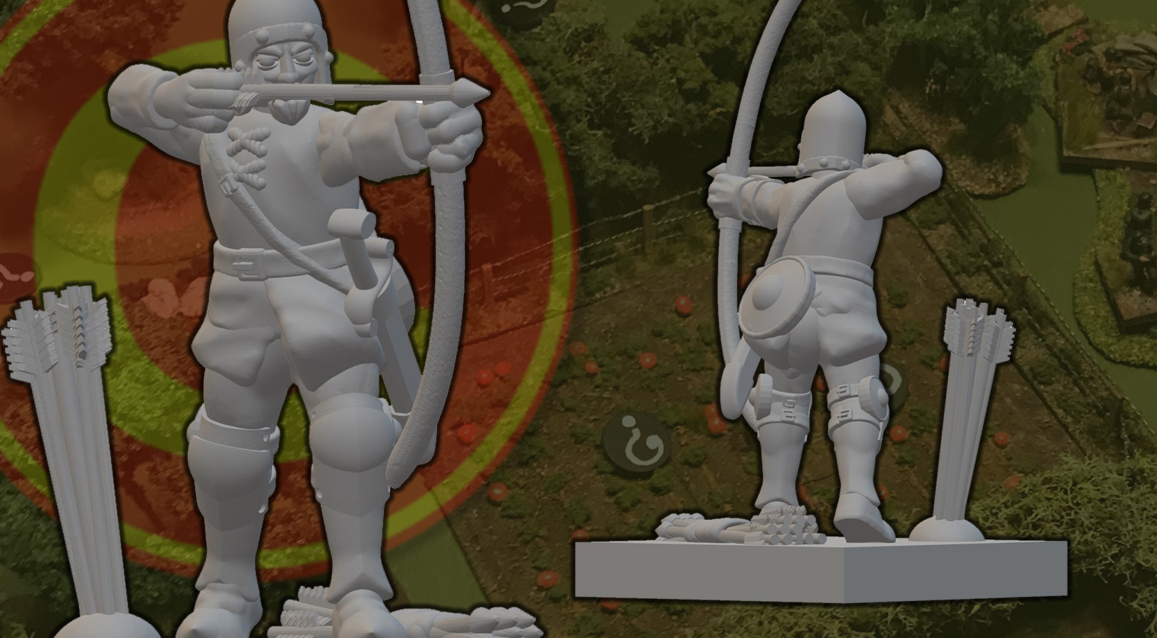 Medieval Archer with Barbute, Falchion and Detailed Base